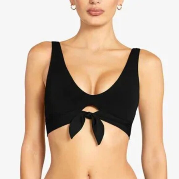 ROBIN PICCONE Ava Knot Bikini Top in Black Minimalist Stretch Preppy - Size XS - Picture 2 of 14